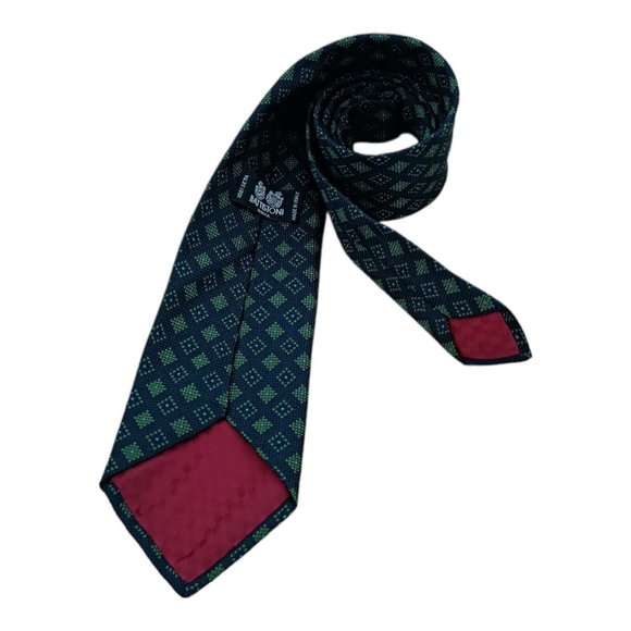 Dark Blue Geometric Silk Tie - Eton BATTISTONI Blue Geometric Silk Tie ITALY 59\